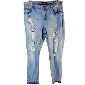 Blue Faith distressed slim leg jeans Size 14